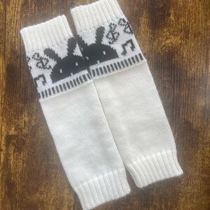 White and Black Musical Bunny Arm Warmers NWOT